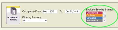 Occupancy Report Filter Statuses