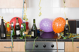 Party scene in kitchen