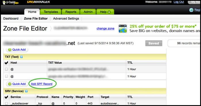 SPF Records GoDaddy Add SPF Record