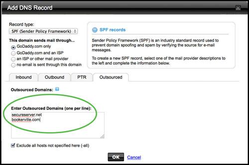 SPF Records GoDaddy  Enter Bookerville dot com